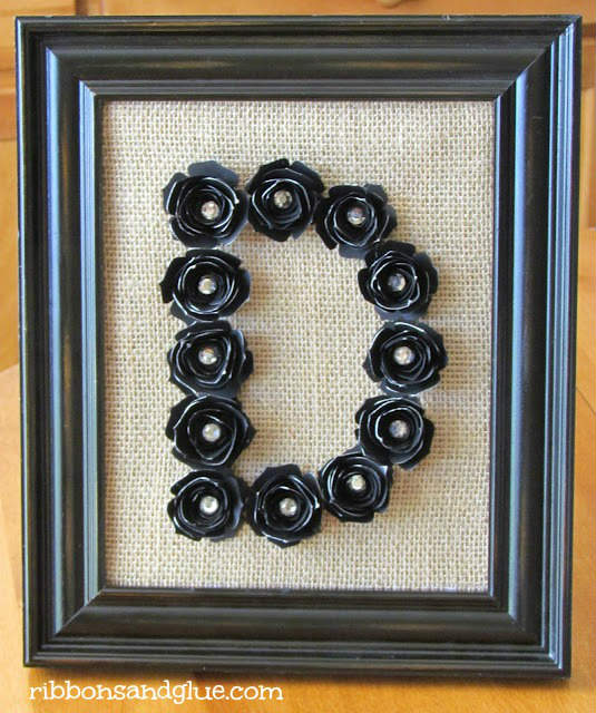 Framed Monogram made with Flowers and Burlap Fabric