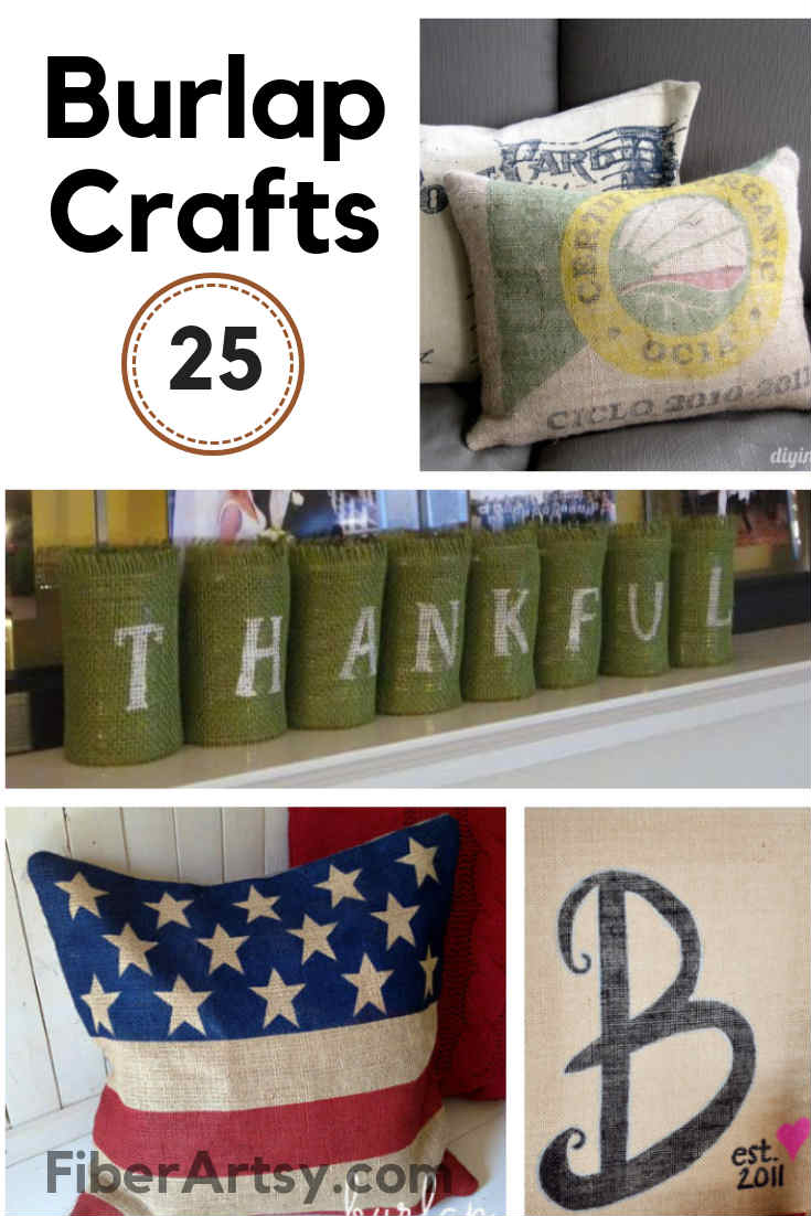 25 Fall Crafts with Burlap Fabric. Burlap Crafts and Decor perfect for Fall and Thanksgiving. Wreaths, Pumpkins, Placemats and even a Pillow made of Burlap.
