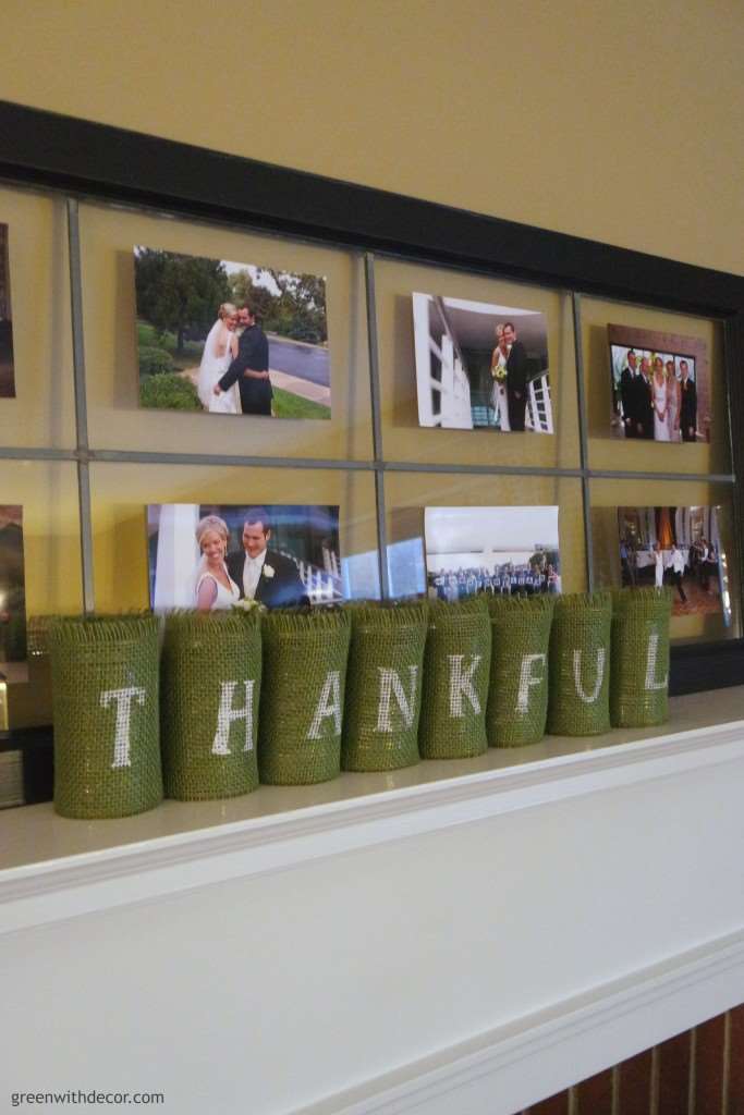 Thanksgiving Craft with Burlap and Soup Cans
