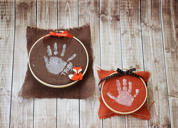 Kids Craft Handprint on Burlap Fabric
