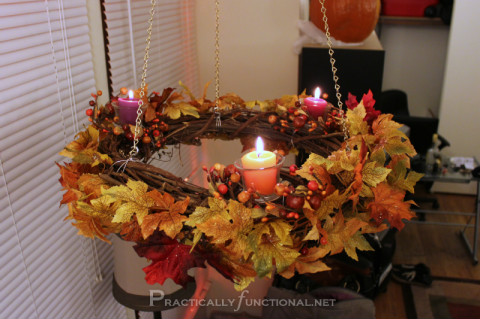 DIY Fall Wreath Chandelier
