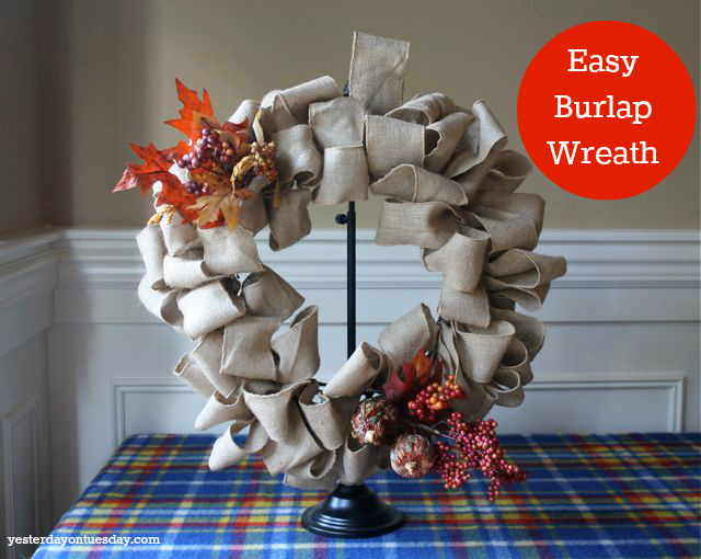 Easy DIY Wreath made with Burlap Ribbon