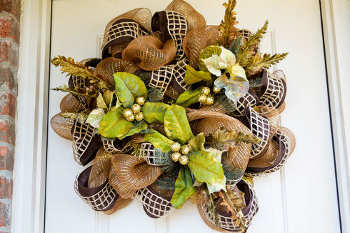 Burlap Mesh Door Wreath for Fall