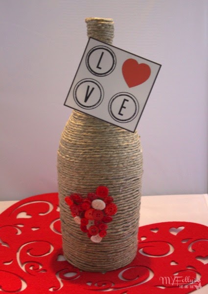 Raffia Wrapped Bottle for Valentine's Day Gift Idea