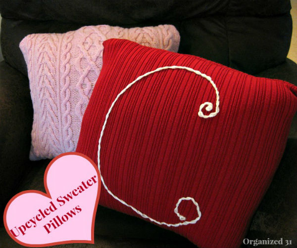 Valentine Pillow made from Upcycled Sweaters