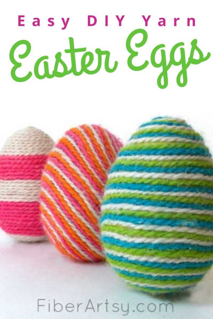 DIY Easter Eggs Decorated with Yarn
