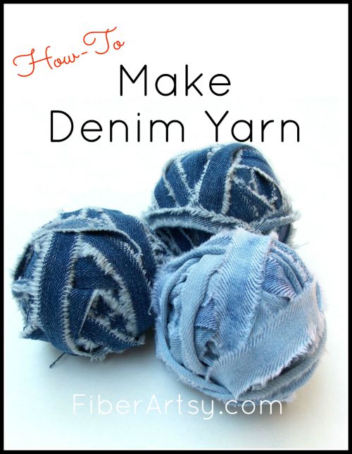 image of three balls of denim yarn and text