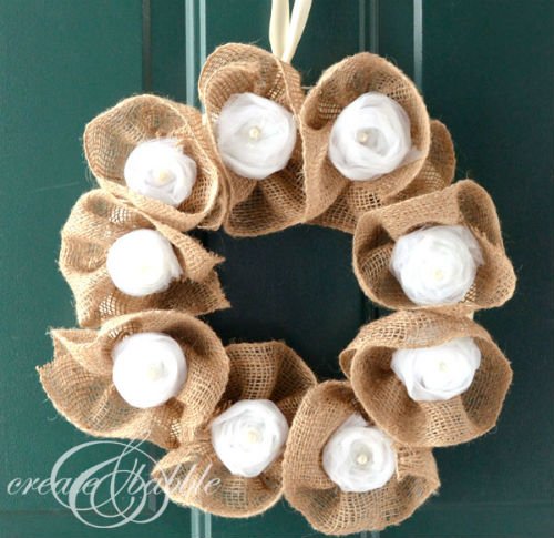 DIY Wreath made with Burlap and Tulle