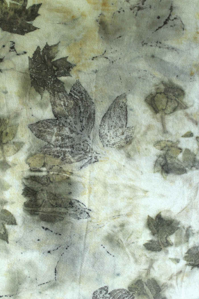 Eco Print Leaves on Cotton with an Iron Modifier