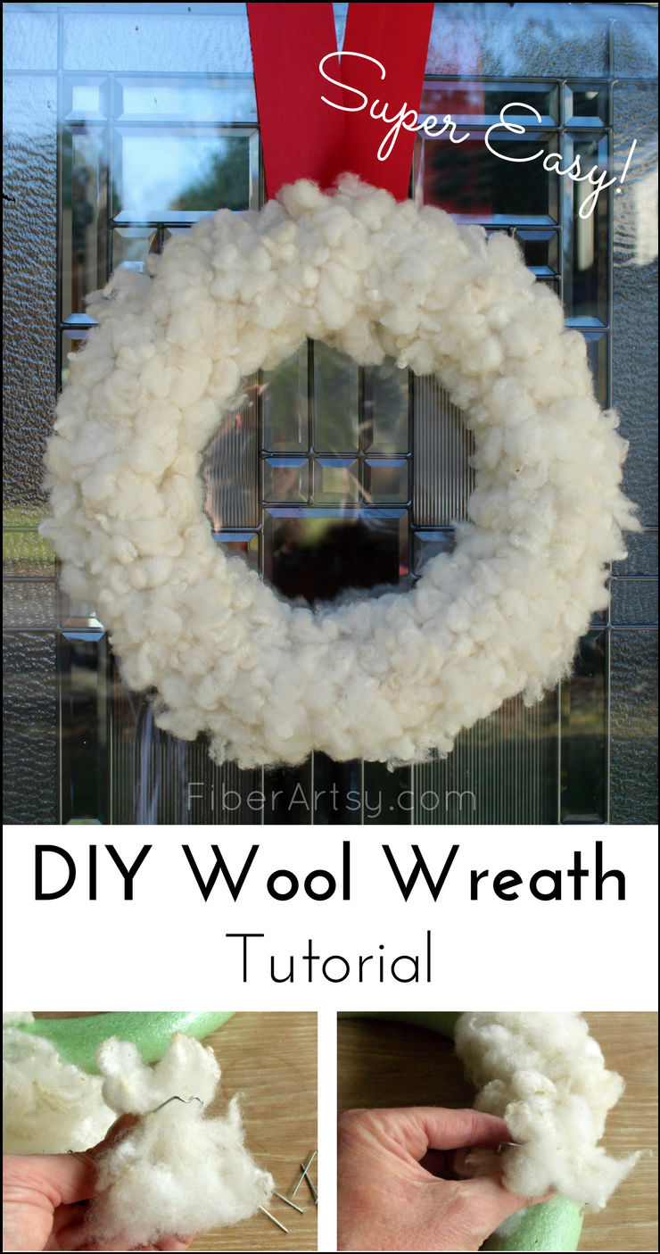 How to make your own Christmas Wreath using sheep wool, pins and a foam wreath base