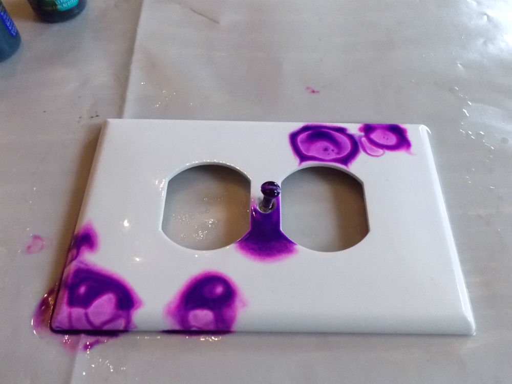 Drip Alcohol ink on the light switch covers, FiberArtsy.com