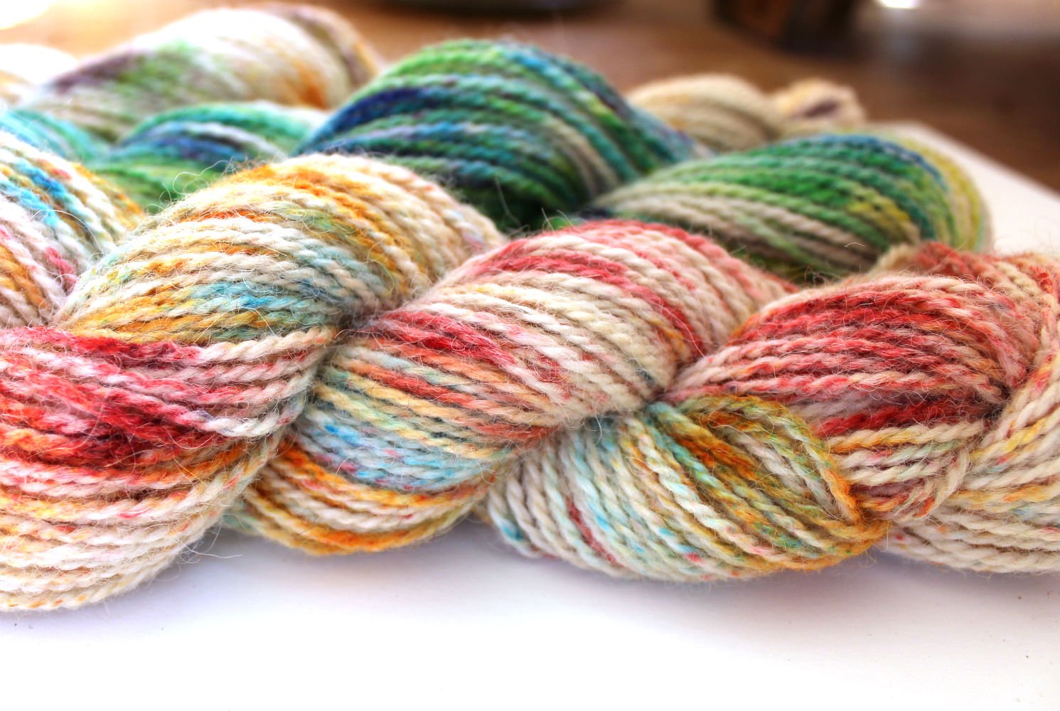 Wool Yarn Speckle Dyed with Kool Aid drink powder