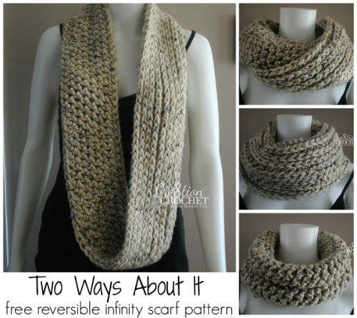 Free Crochet Pattern for a reversible infinity scarf