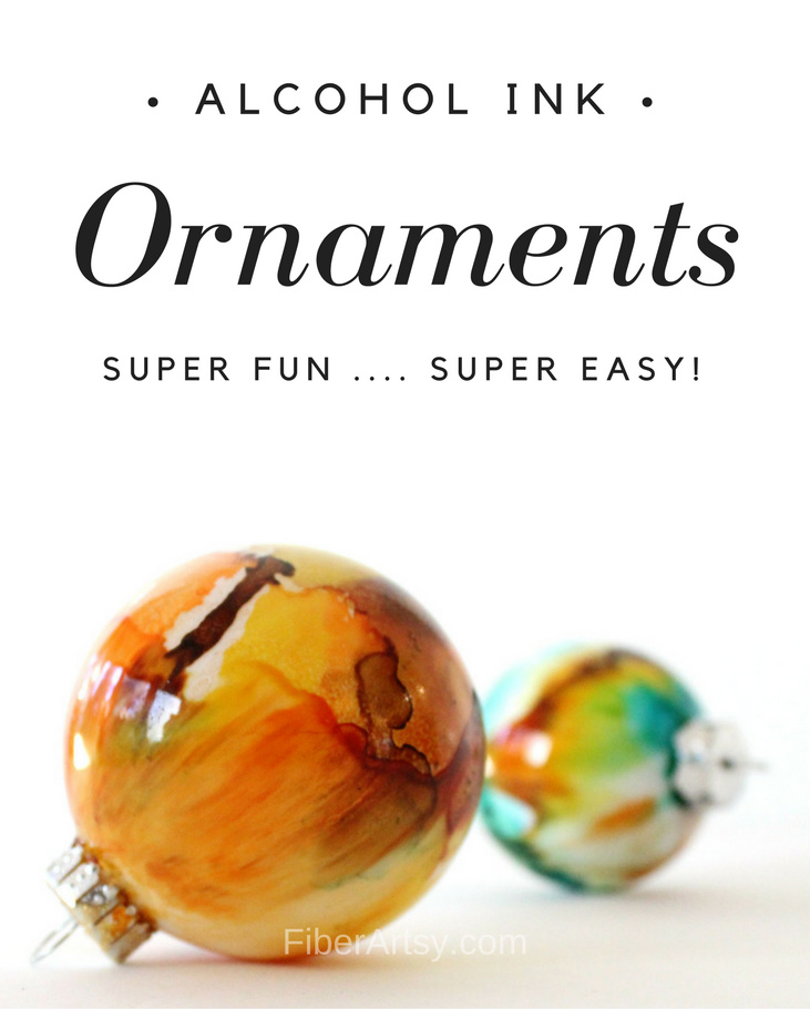 Ornament Ideas - Easy Alcohol Ink Christmas Ornaments. A super fun and super easy glass painting technique. A free FiberArtsy.com tutorial