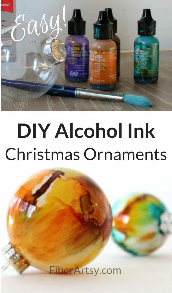 DIY Christmas Ornaments Painted with Alcohol Inks