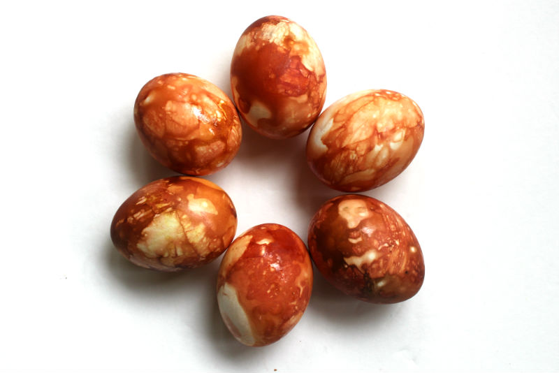 Onion Skin Dyed Easter Eggs