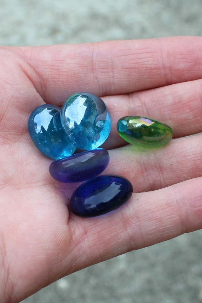 Colored glass gems from Dollar Tree