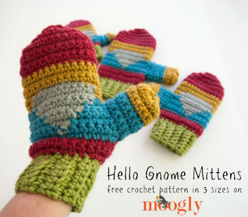 Hello Gnome Free Crochet Mitten Pattern by Moogly