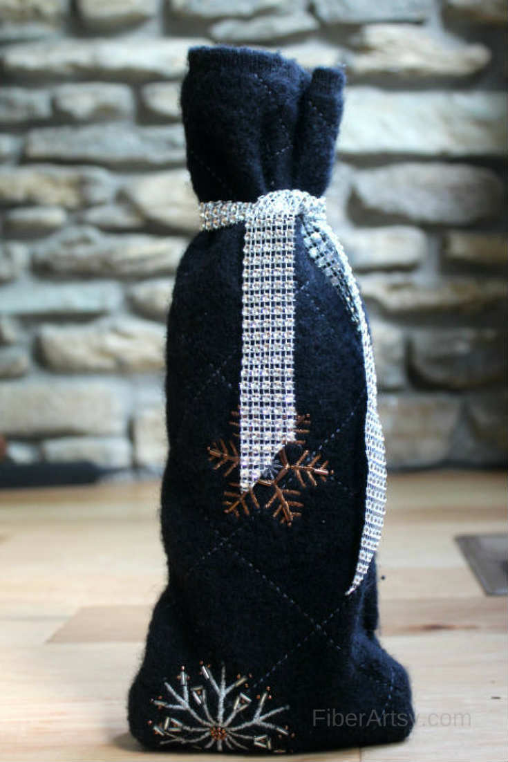 DIY Wine Bottle Sweater Bag. Repurpose an old Sweater into a Wine Sleeve