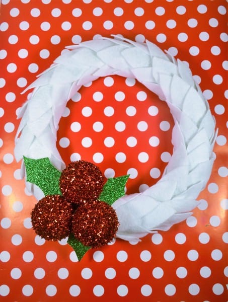 Felt Christmas Wreath with Holly Berries