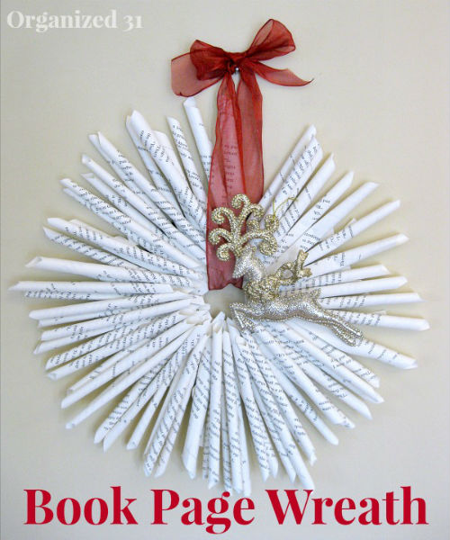 Wreath made with paper Book Pages