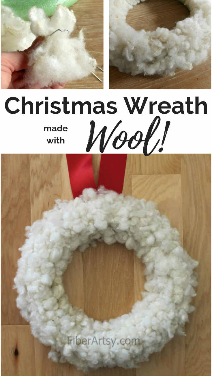 DIY Christmas Wreath How to make a White Christmas Wreath with Sheep Wool