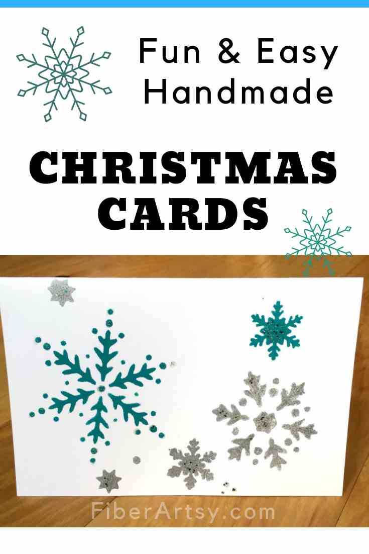 Christmas Card Hand Stenciled with Snowflakes
