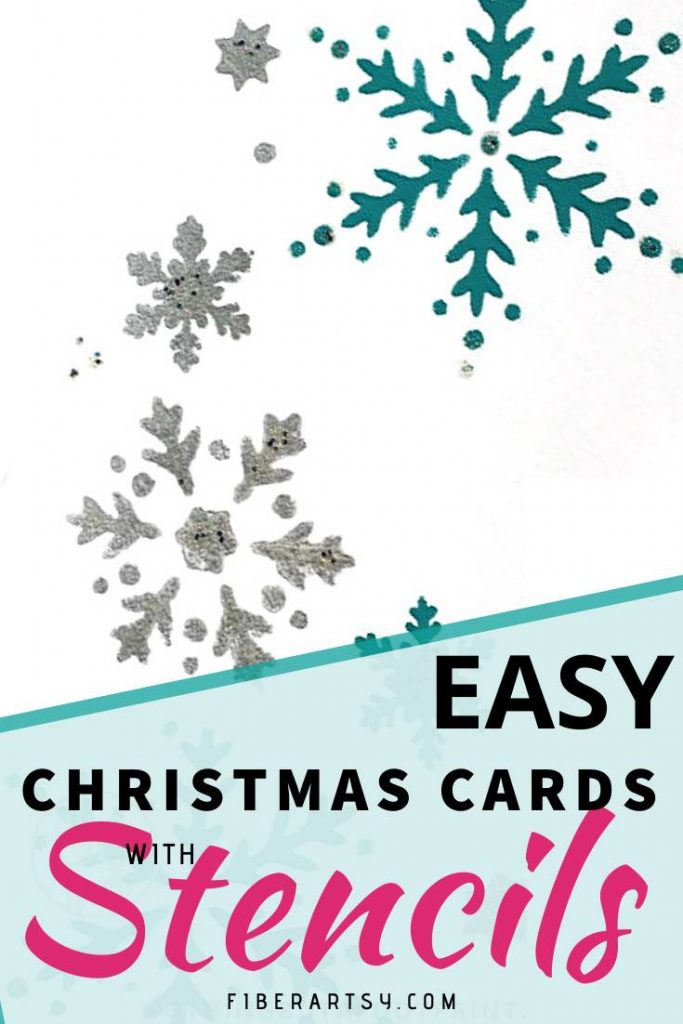 Handmade Christmas Cards painted with Snowflake Stencils