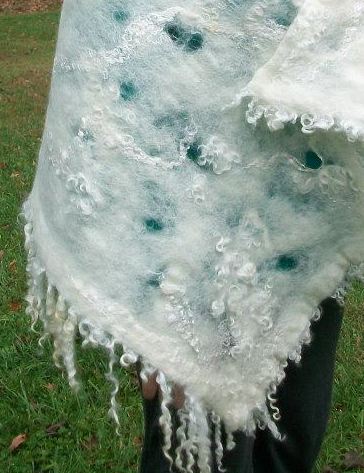 Cobweb Felt Shawl with Fringe