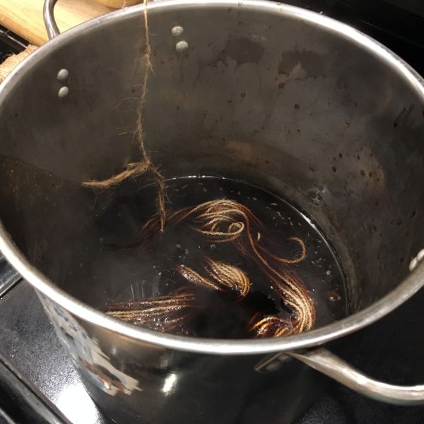 Natural dyeing fabric and wool yarn