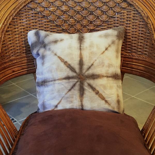 Shibori Dyed Pillow Cover naturally dyed with acorns