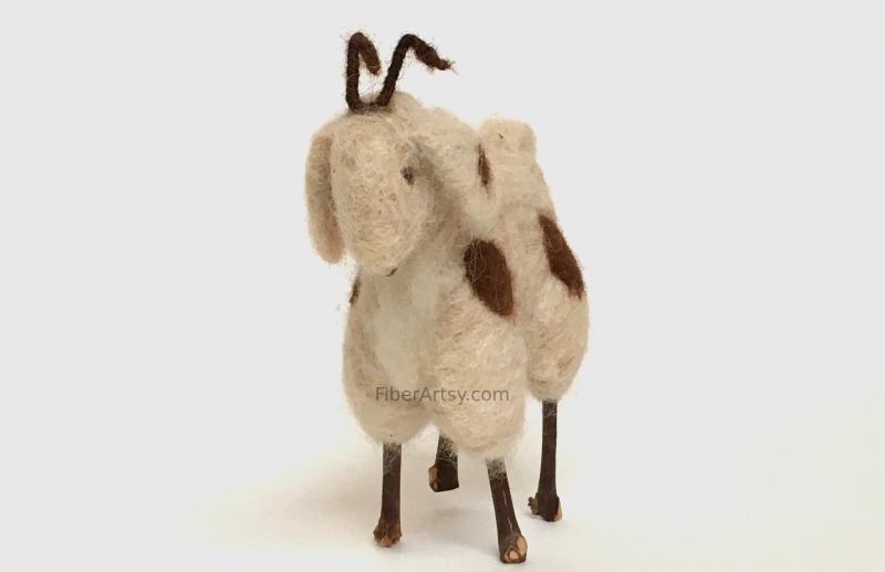 Needle Felted Goat Sculpture