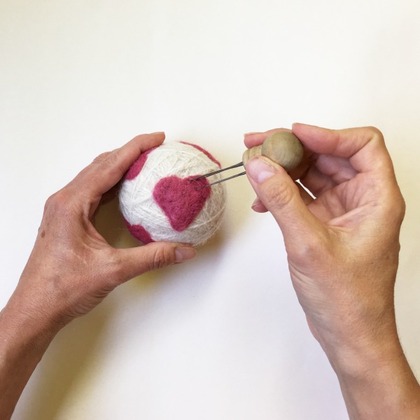 Needle Felting on a Wool Dryer Ball