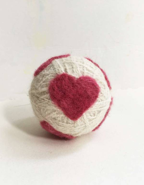 Wool Dryer Ball with a Felted Heart