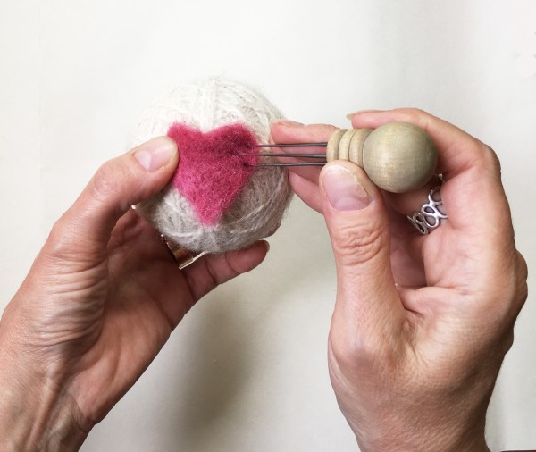 Needle Felting on a Wool Dryer Ball