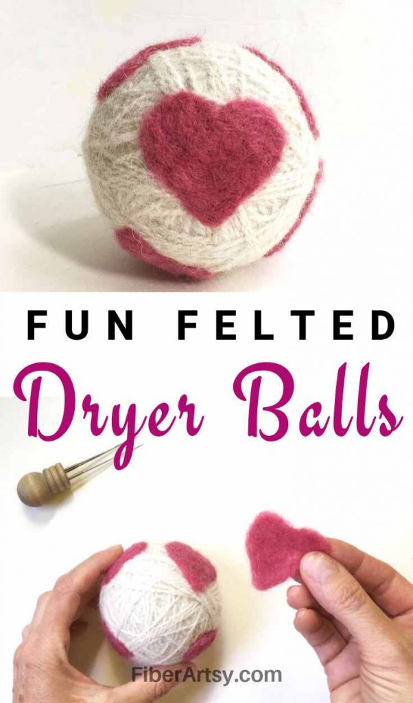 Wool Dryer Balls with Needle Felted Designs