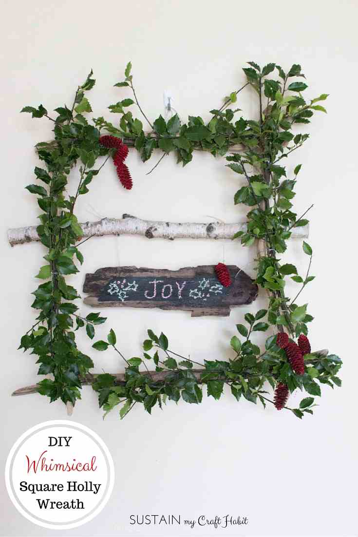 Cheery Square Holly Christmas Wreath