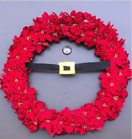 Santa’s Belt Christmas Wreath with Poinsettia