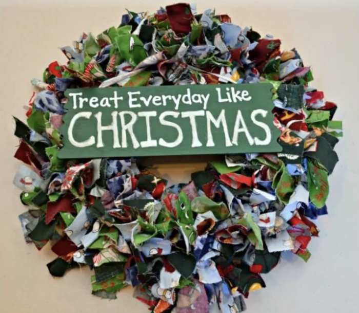 Fabric Scrap Christmas Wreath