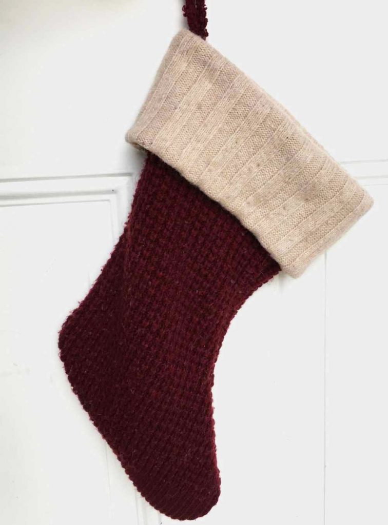 DIY Christmas Stocking made from an Old Sweater