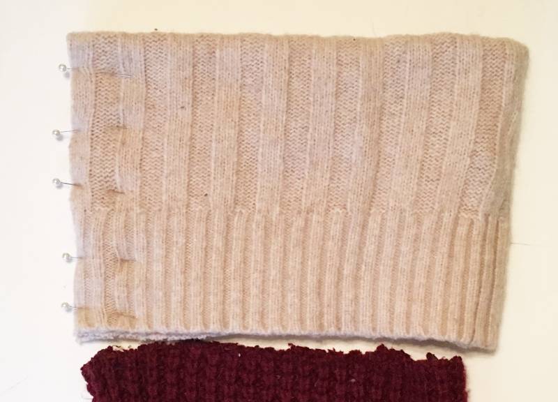Sewing the cuff of a Christmas Stocking