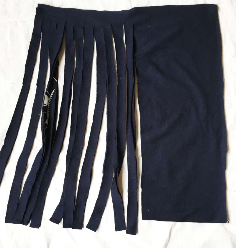 Cutting strips of tee shirt yarn
