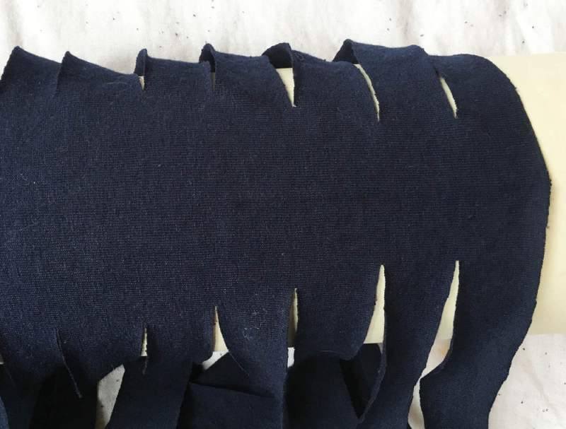 Cutting continuous strips of t shirt yarn