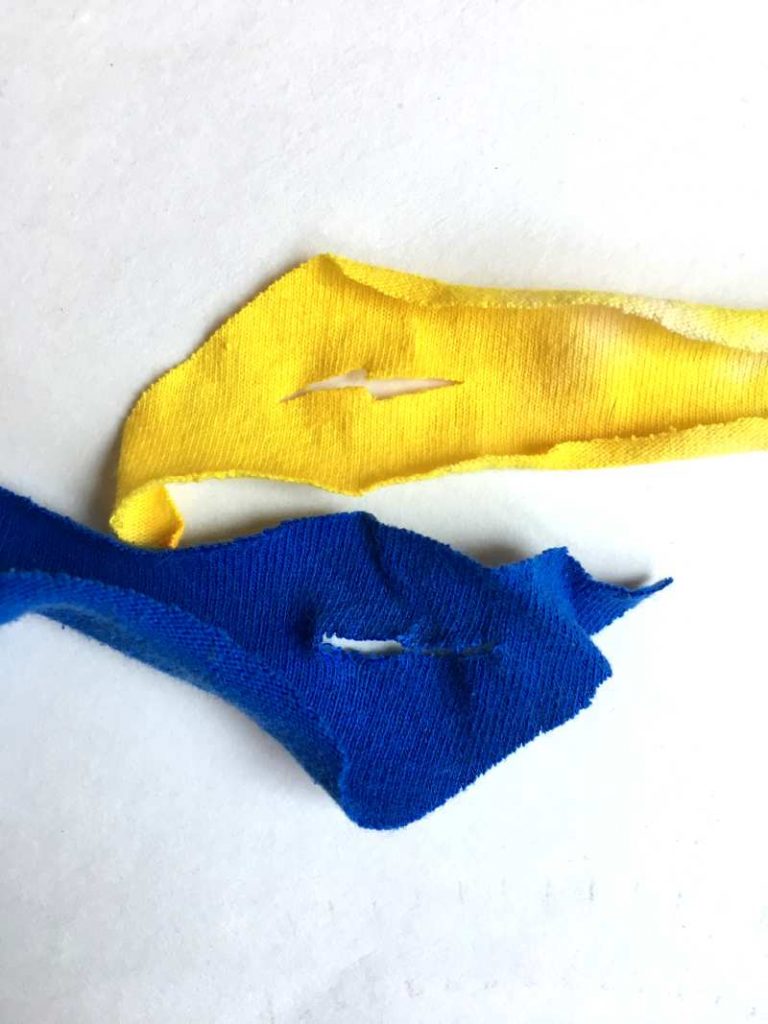 Make a cut in the ends of your t shirt yarn to be connected