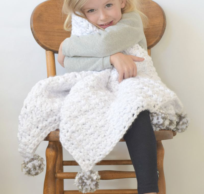 Loft Pom Baby Blanket Crochet Pattern