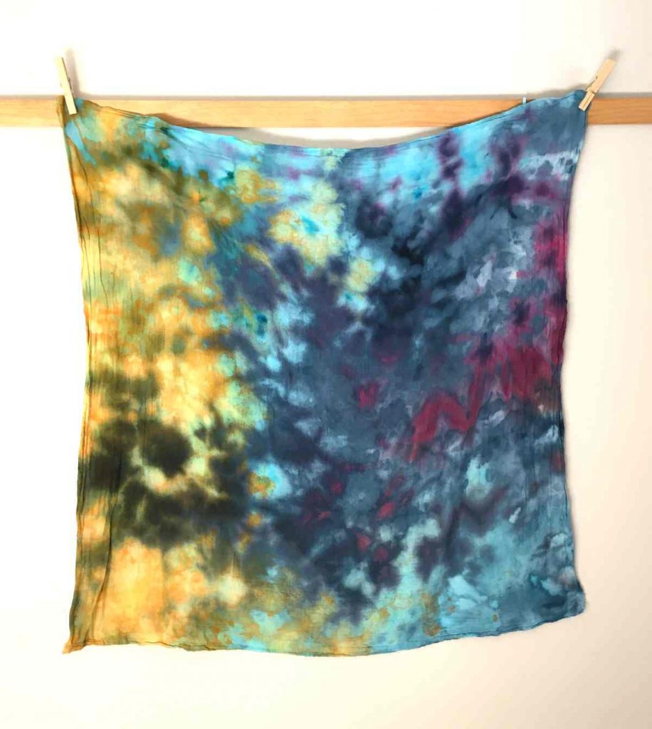 Blue Yellow Purple Ice Dyed Cotton Fabric