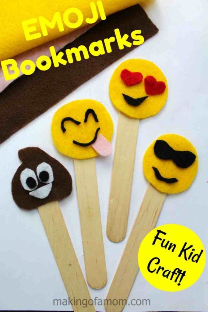 Emoji Bookmarks made with Craft Sticks for Kids