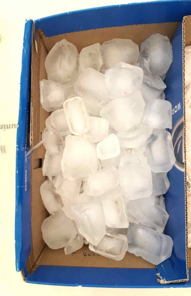 ice in cardboard box